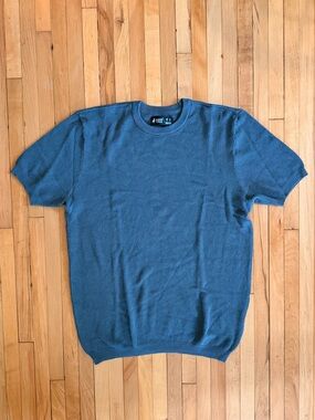 Blue Short-Sleeve Waffle Knit Tee